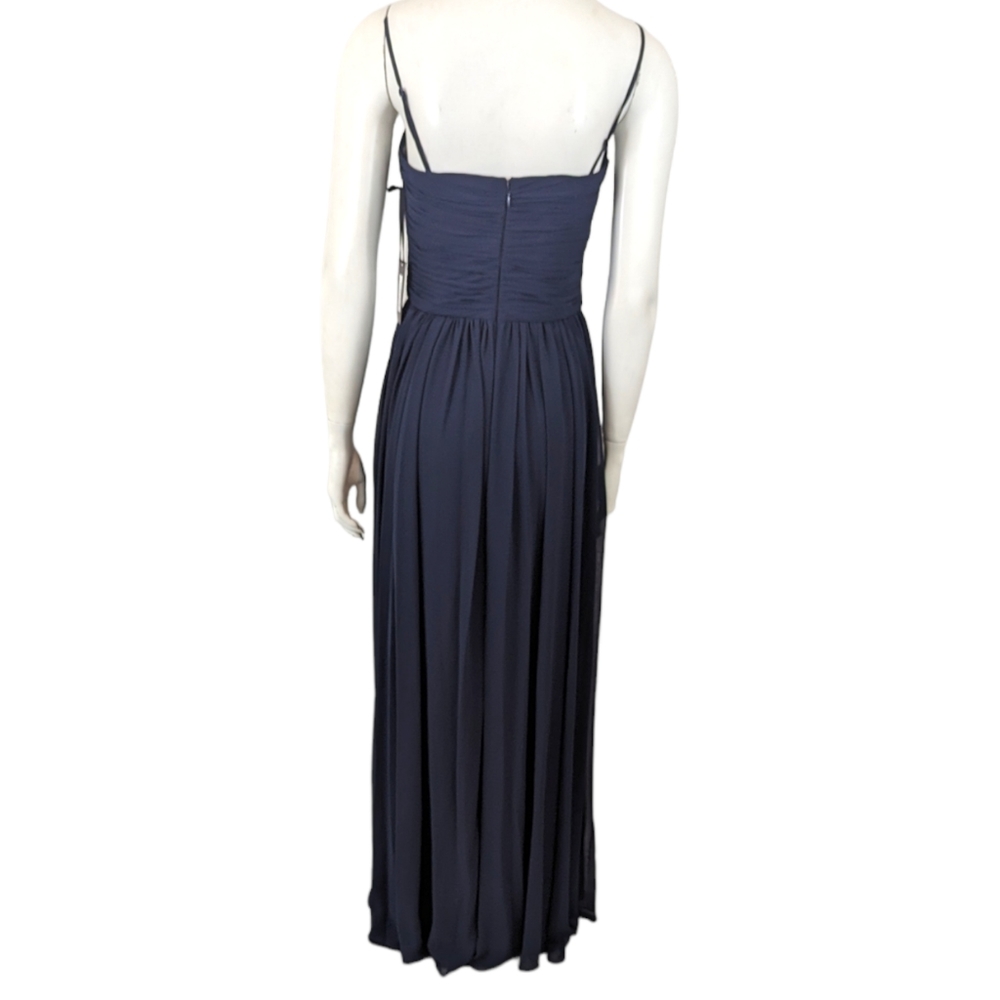 Vera Wang Dress Chiffon Long Gown Navy Blue Strapless Formal Black Tie Womens 6 - Picture 4 of 13